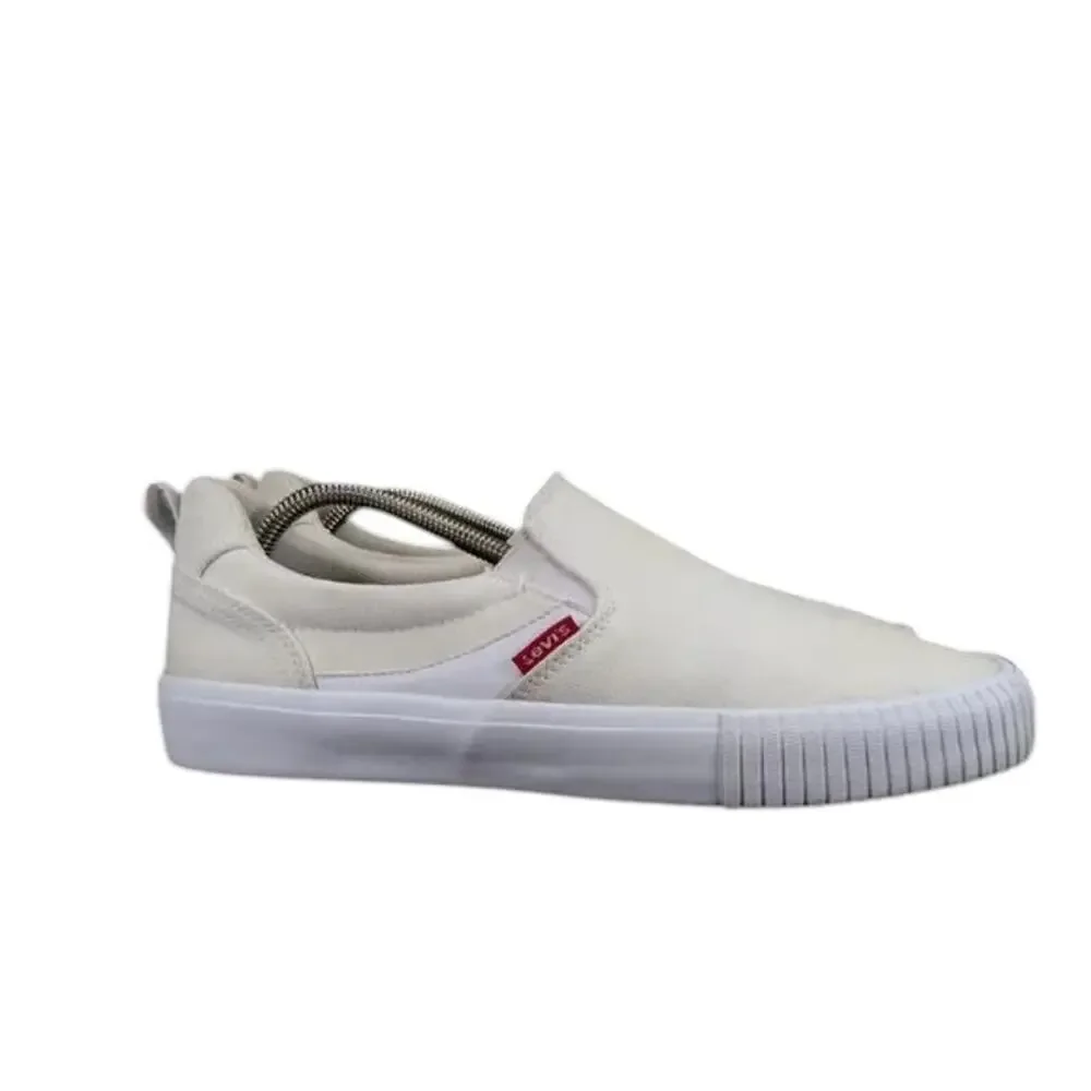 Levis Shoes Mens 9.5 Sneakers Lance Slip On Trainer Casual White Lifestyle Flat